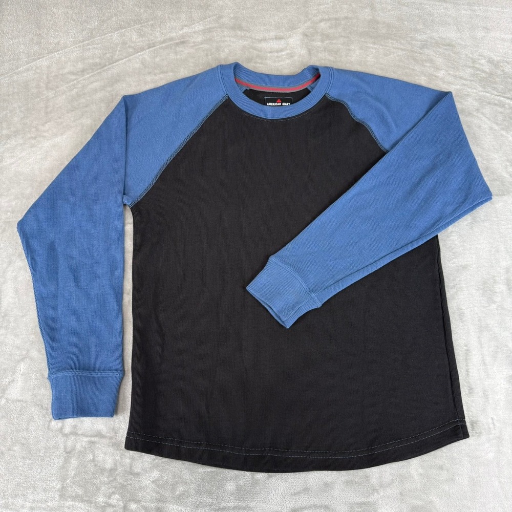 American Giant French Rib Sweatshirt Mens Small Black Blue Raglan $120 USA NWOT